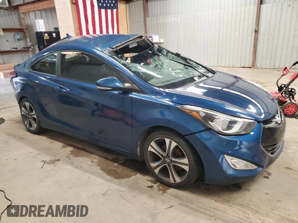 2014 Hyundai Elantra Coupe with VIN KMHDH6AH4EU028624, listed as a Copart auction lot 56992494 with 0 mi miles and Salvage Title. Bid and sale history available at carsss.com. Image 4.