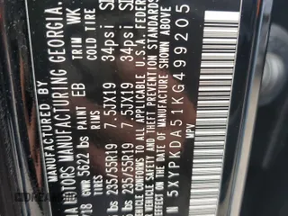 2019 Kia Sorento SX Limited with VIN 5XYPKDA51KG499205, listed as a Copart auction lot 45203515 with 55,145 mi miles and Salvage Title. Bid and sale history available at carsss.com. Image 14.