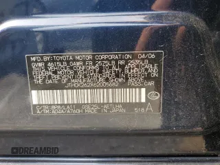 2006 Lexus IS 250 with VIN JTHCK262X62005682, listed as a Copart auction lot 61405595 with Not provided miles and Salvage title. Bid and sale history available at DreamBid. Image 12.