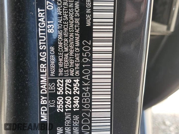 2019 Mercedes-Benz CLS with VIN WDD2J6BB4KA019502, listed as a Copart auction lot 63856773 with 30,348 mi miles. Bid and sale history available at carsss.com. Image 12.