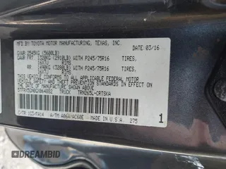 2016 Toyota Tacoma SR with VIN 5TFRX5GN0GX064882, listed as a IAAI auction lot 41371947 with 30,378 mi miles and . Bid and sale history available at DreamBid. Image 9.