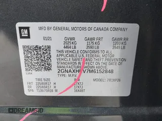 2021 Chevrolet Equinox LS with VIN 2GNAXHEV7M6152848, listed as a IAAI auction lot 41765165 with 74,659 mi miles. Bid and sale history available at carsss.com. Image 9.