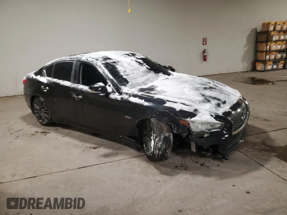 2017 Infiniti Q50 Red Sport 400 with VIN JN1FV7AR4HM871976, listed as a Copart auction lot 88888105 with 85,789 mi miles and Salvage Title. Bid and sale history available at carsss.com. Image 4.