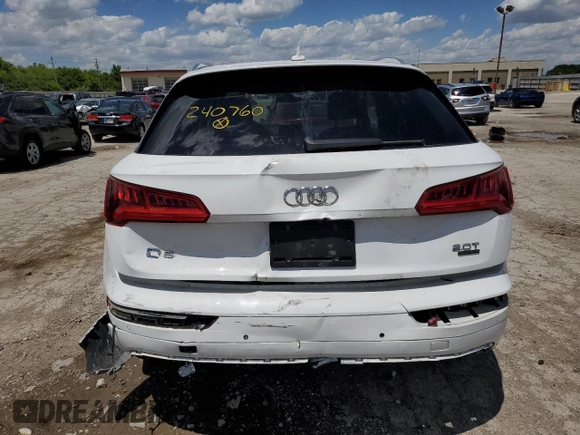 2018 Audi Q5 Premium Plus with VIN WA1BNAFY9J2240760, listed as a Copart auction lot 57845134 with 0 mi miles and Salvage Title. Bid and sale history available at carsss.com. Image 6.