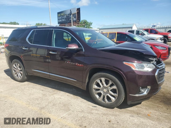 2018 Chevrolet Traverse Premier z VIN 1GNERKKW3JJ127918, wystawiony jako Copart lot #55438525 z przebiegiem 134 336 mil mil oraz Szkoda całkowita • Salvage title. Historia ofert i sprzedaży dostępna na DreamBid. Obrazek 4.