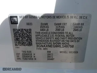 2024 Chevrolet Equinox Premier with VIN 3GNAXNEG9RL149758, listed as a IAAI auction lot 41895701 with 3,748 mi miles. Bid and sale history available at carsss.com. Image 9.