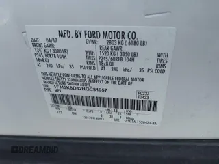 2017 Ford Explorer XLT with VIN 1FM5K8D82HGC81957, listed as a IAAI auction lot 41683169 with 87,283 mi miles and . Bid and sale history available at DreamBid. Image 9.