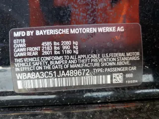 2018 BMW 3 Series 320i xDrive z VIN WBA8A3C51JA489672, wystawiony jako Copart lot #55775625 z przebiegiem 66 626 mil mil oraz Szkoda całkowita • Salvage title. Historia ofert i sprzedaży dostępna na DreamBid. Obrazek 12.
