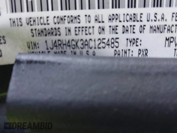 2010 Jeep Commander Sport with VIN 1J4RH4GK3AC125485, listed as a IAAI auction lot 41274416 with 185,259 mi miles and . Bid and sale history available at DreamBid. Image 9.