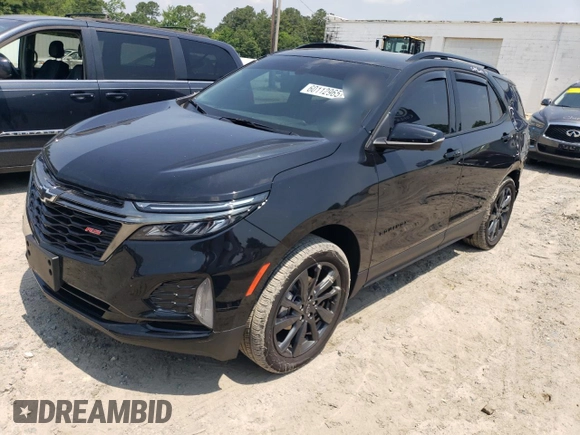 2023 Chevrolet Equinox RS with VIN 3GNAXWEGXPL177975, listed as a Copart auction lot 60112965 with 6,988 mi miles and Salvage title. Bid and sale history available at DreamBid. Image 1.