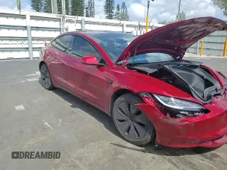 2025 Tesla Model 3 Long Range with VIN 5YJ3E1EA4SF897642, listed as a Copart auction lot 55498795 with 6,099 mi miles and Salvage title. Bid and sale history available at DreamBid. Image 14.