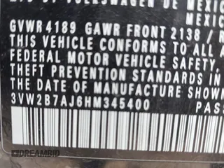 2017 Volkswagen Jetta S z VIN 3VW2B7AJ6HM345400, wystawiony jako IAAI lot #42297120 z przebiegiem 158 923 mil mil oraz . Historia ofert i sprzedaży dostępna na DreamBid. Obrazek 9.