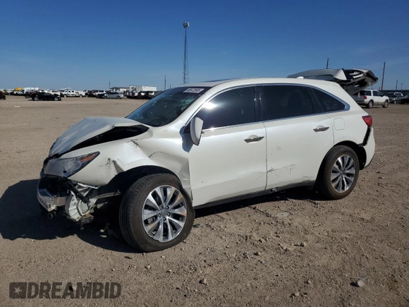2016 Acura MDX w/Tech with VIN 5FRYD4H44GB038024, listed as a Copart auction lot 49972695 with 0 mi miles and Salvage Title. Bid and sale history available at carsss.com. Image 1.