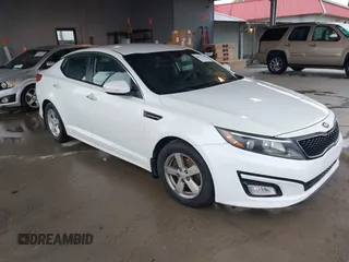 2015 Kia Optima LX with VIN KNAGM4A74F5599130, listed as a IAAI auction lot 42037576 with 177,067 mi miles. Bid and sale history available at carsss.com. Image 1.