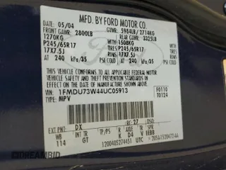 2004 Ford Explorer XLT with VIN 1FMDU73W44UC05913, listed as a Copart auction lot 44033155 with 179,222 mi miles and Salvage title. Bid and sale history available at DreamBid. Image 13.