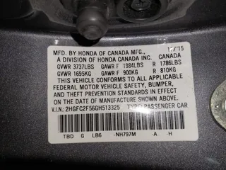 2016 Honda Civic Sedan LX with VIN 2HGFC2F56GH513325, listed as a IAAI auction lot 41972148 with 101,485 mi miles. Bid and sale history available at carsss.com. Image 9.