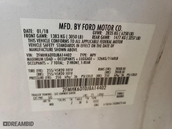 2018 Ford Flex Limited EcoBoost with VIN 2FMHK6DT0JBA14402, listed as a Copart auction lot 65554044 with 103,286 mi miles and Salvage Title. Bid and sale history available at carsss.com. Image 13.
