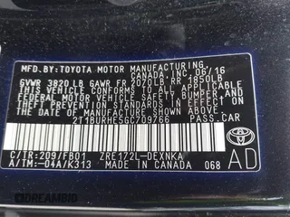 2016 Toyota Corolla L with VIN 2T1BURHE5GC709766, listed as a IAAI auction lot 42439694 with 78,907 mi miles and . Bid and sale history available at DreamBid. Image 9.