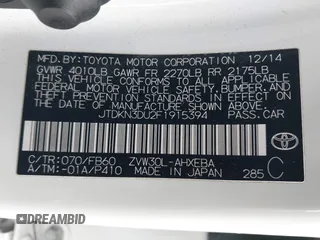 2015 Toyota Prius Four z VIN JTDKN3DU2F1915394, wystawiony jako IAAI lot #41648428 z przebiegiem 153 341 mil mil oraz . Historia ofert i sprzedaży dostępna na DreamBid. Obrazek 9.