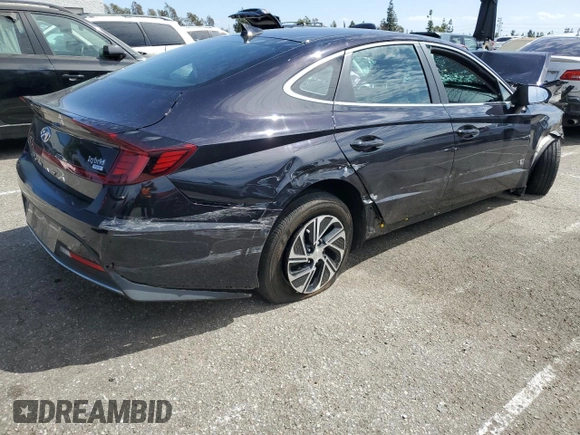 2023 Hyundai Sonata Hybrid Blue with VIN KMHL24JJ5PA055890, listed as a Copart auction lot 49479145 with 0 mi miles and Salvage Title. Bid and sale history available at carsss.com. Image 3.
