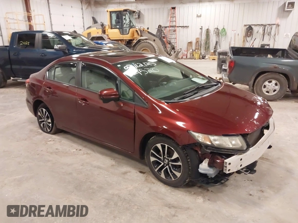 2014 Honda Civic Sedan EX with VIN 19XFB2F8XEE084520, listed as a IAAI auction lot 41851146 with 86,607 mi miles. Bid and sale history available at carsss.com. Image 1.