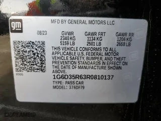 2024 Cadillac CT5-V Blackwing with VIN 1G6D35R63R0810137, listed as a Copart auction lot 42835755 with 26,990 mi miles and Salvage Title. Bid and sale history available at carsss.com. Image 12.