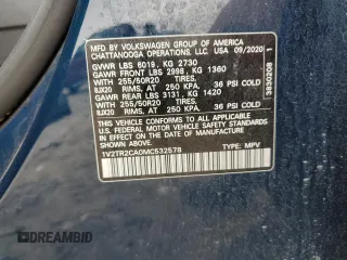 2021 Volkswagen Atlas SEL Premium with VIN 1V2TR2CA0MC532578, listed as a Copart auction lot 58321935 with 95,283 mi miles and Salvage title. Bid and sale history available at DreamBid. Image 13.