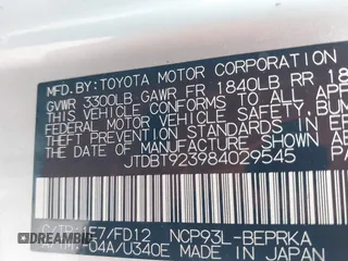 2008 Toyota Yaris with VIN JTDBT923984029545, listed as a IAAI auction lot 42026261 with 211,205 mi miles. Bid and sale history available at carsss.com. Image 9.