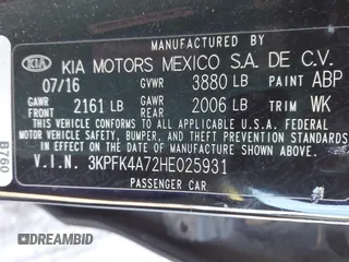 2017 Kia Forte LX with VIN 3KPFK4A72HE025931, listed as a IAAI auction lot 41489215 with 128,139 mi miles. Bid and sale history available at carsss.com. Image 9.