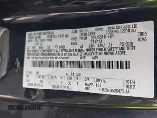 2013 Ford Escape SE z VIN 1FMCU0GX1DUD55435, wystawiony jako IAAI lot #42575683 z przebiegiem 205 271 mil mil oraz . Historia ofert i sprzedaży dostępna na DreamBid. Obrazek 9.