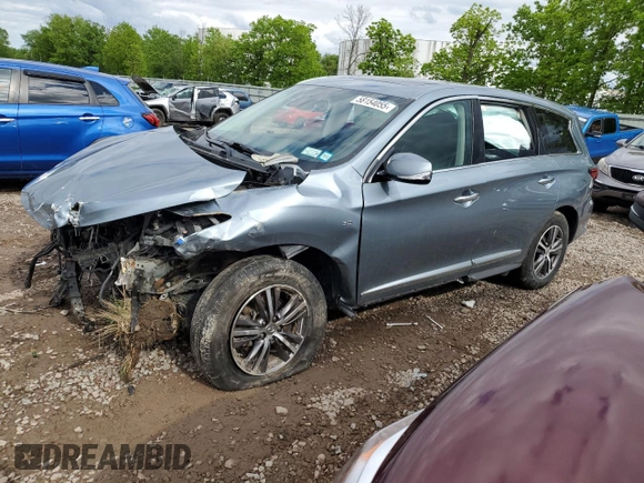 2019 Infiniti QX60 Pure z VIN 5N1DL0MMXKC558568, wystawiony jako Copart lot #58154055 z przebiegiem Nie podano mil oraz Szkoda całkowita • Salvage title. Historia ofert i sprzedaży dostępna na DreamBid. Obrazek 1.