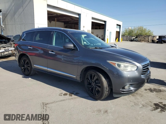 2013 Infiniti JX35 with VIN 5N1AL0MM9DC307014, listed as a Copart auction lot 55523725 with 225,160 mi miles and Salvage Title. Bid and sale history available at DreamBid. Image 4.
