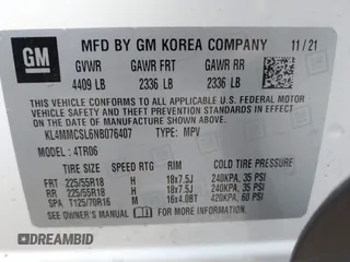 2022 Buick Encore GX Preferred с VIN KL4MMCSL6NB076407, выставлен на аукционе IAAI как лот 42252898 с пробегом 35 458 миль миль и . История ставок и продаж доступна на DreamBid. Изображение 9.