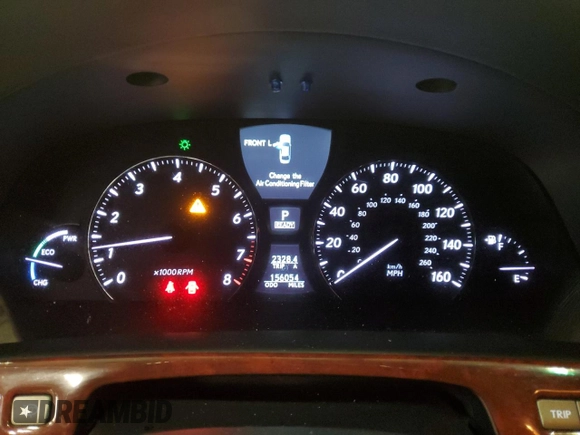 2008 Lexus LS 600h L with VIN JTHDU46F185002409, listed as a Copart auction lot 79900444 with 156,054 mi miles and Salvage title. Bid and sale history available at DreamBid. Image 9.