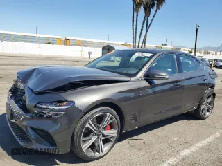 2024 Genesis G70 2.5T with VIN KMTG34SC9RU141502, listed as a Copart auction lot 50356715 with 2,595 mi miles and Salvage Title. Bid and sale history available at carsss.com. Image 1.