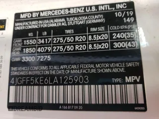 2020 Mercedes-Benz GLS with VIN 4JGFF5KE6LA125903, listed as a Copart auction lot 44027823 with 22,756 mi miles. Bid and sale history available at carsss.com. Image 15.