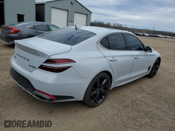 2023 Genesis G70 3.3T with VIN KMTG54TEXPU114395, listed as a Copart auction lot 81237134 with 27,207 mi miles and Salvage Title. Bid and sale history available at DreamBid. Image 3.