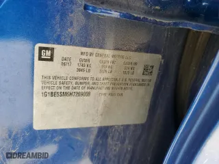 2017 Chevrolet Cruze LT with VIN 1G1BE5SM6H7269008, listed as a Copart auction lot 49393625 with 57,577 mi miles and Salvage Title. Bid and sale history available at carsss.com. Image 14.