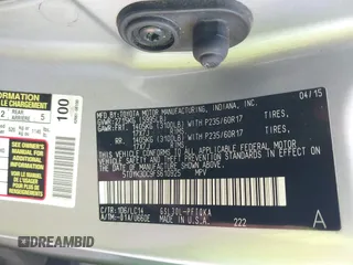 2015 Toyota Sienna XLE with VIN 5TDYK3DC9FS610925, listed as a IAAI auction lot 42022267 with 153,997 mi miles. Bid and sale history available at carsss.com. Image 9.