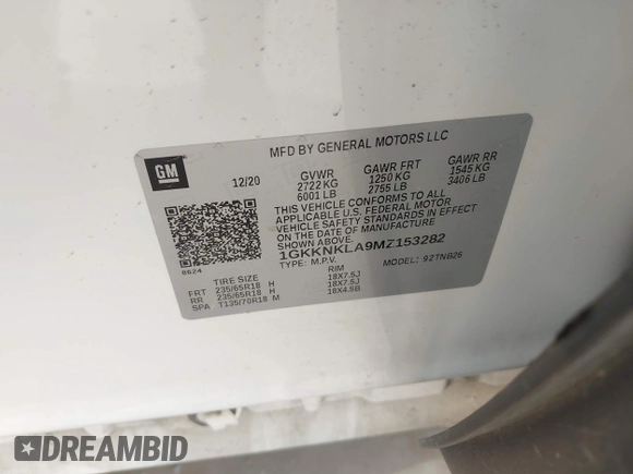 2021 GMC Acadia SLE with VIN 1GKKNKLA9MZ153282, listed as a IAAI auction lot 41513738 with 82,255 mi miles and . Bid and sale history available at DreamBid. Image 9.