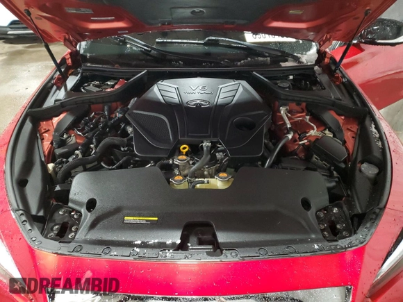 2020 Infiniti Q50 Red Sport 400 with VIN JN1FV7AR7LM660179, listed as a Copart auction lot 89016435 with 33,500 mi miles and Salvage Title. Bid and sale history available at carsss.com. Image 11.