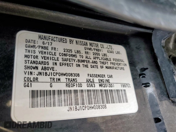2017 Nissan Rogue SV z VIN JN1BJ1CP0HW008308, wystawiony jako Copart lot #58778515 z przebiegiem 80 075 mil mil oraz Szkoda całkowita • Salvage title. Historia ofert i sprzedaży dostępna na DreamBid. Obrazek 13.