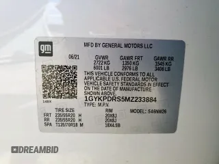 2021 Cadillac XT6 Premium Luxury with VIN 1GYKPDRS5MZ233884, listed as a Copart auction lot 58774595 with 47,490 mi miles and Salvage title. Bid and sale history available at DreamBid. Image 13.