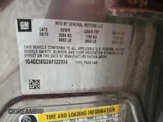 2010 Buick LaCrosse CXL with VIN 1G4GC5EG2AF322934, listed as a Copart auction lot 60813545 with 167,017 mi miles and Salvage title. Bid and sale history available at DreamBid. Image 12.