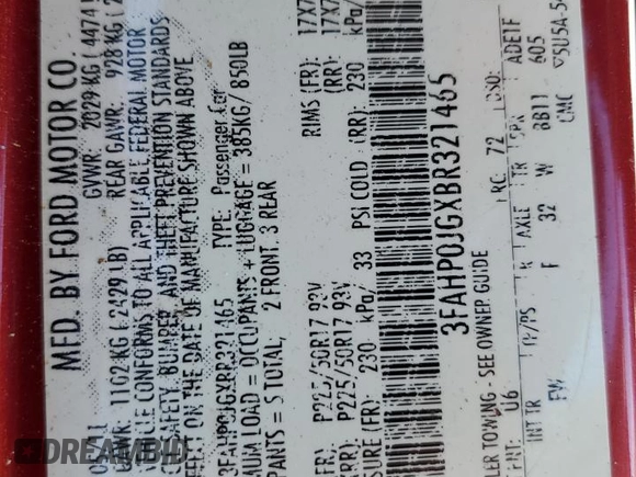 2011 Ford Fusion SEL with VIN 3FAHP0JGXBR321465, listed as a Copart auction lot 49397455 with 0 mi miles and Salvage Title. Bid and sale history available at carsss.com. Image 14.