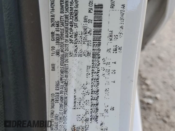 2011 Ford Fiesta SE с VIN 3FADP4BJ2BM164754, выставлен на аукционе Copart как лот 48905935 с пробегом 108 432 миль миль и Чистый • Clean title. История ставок и продаж доступна на DreamBid. Изображение 14.
