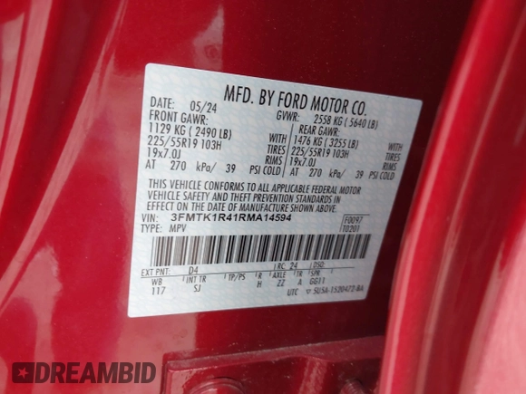 2024 Ford Mustang Mach-E Select с VIN 3FMTK1R41RMA14594, выставлен на аукционе IAAI как лот 42271802 с пробегом 7 086 миль миль и . История ставок и продаж доступна на DreamBid. Изображение 9.