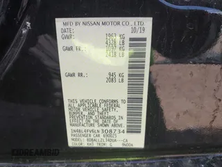 2020 Nissan Altima Platinum with VIN 1N4BL4FV6LN308734, listed as a IAAI auction lot 41737044 with Not Provided miles and . Bid and sale history available at carsss.com. Image 9.