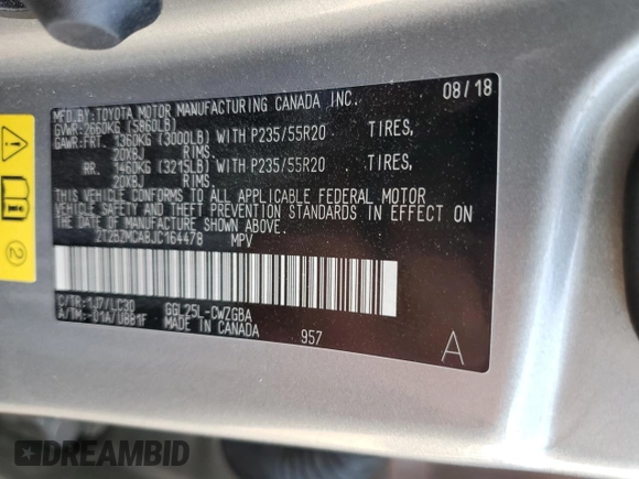 2018 Lexus RX with VIN 2T2BZMCA8JC164478, listed as a Copart auction lot 65092242 with 59,794 mi miles. Bid and sale history available at carsss.com. Image 10.
