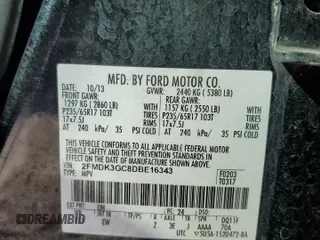 2013 Ford Edge SE with VIN 2FMDK3GC8DBE16343, listed as a Copart auction lot 65129805 with 258,949 mi miles and Clean title. Bid and sale history available at DreamBid. Image 13.